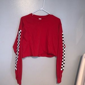Red long sleeve crop top